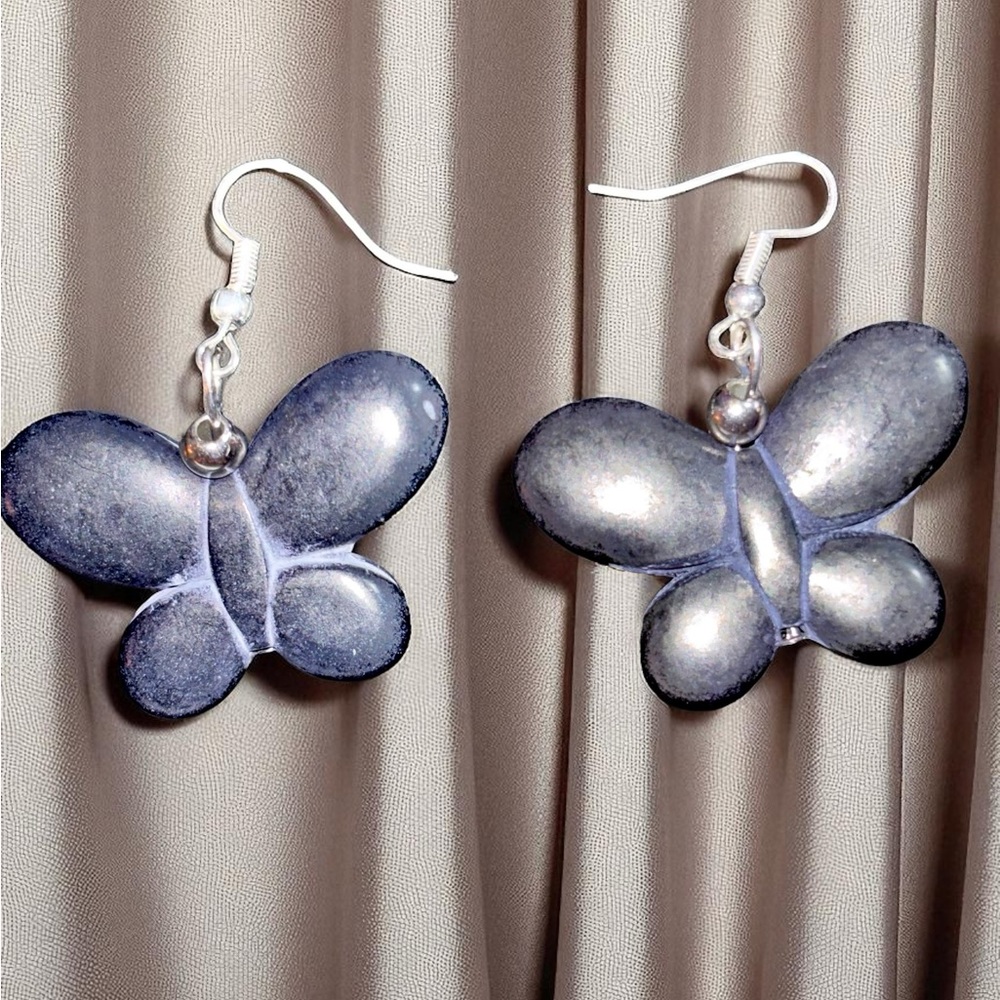 Stone Silver Butterfly‎ Earrings